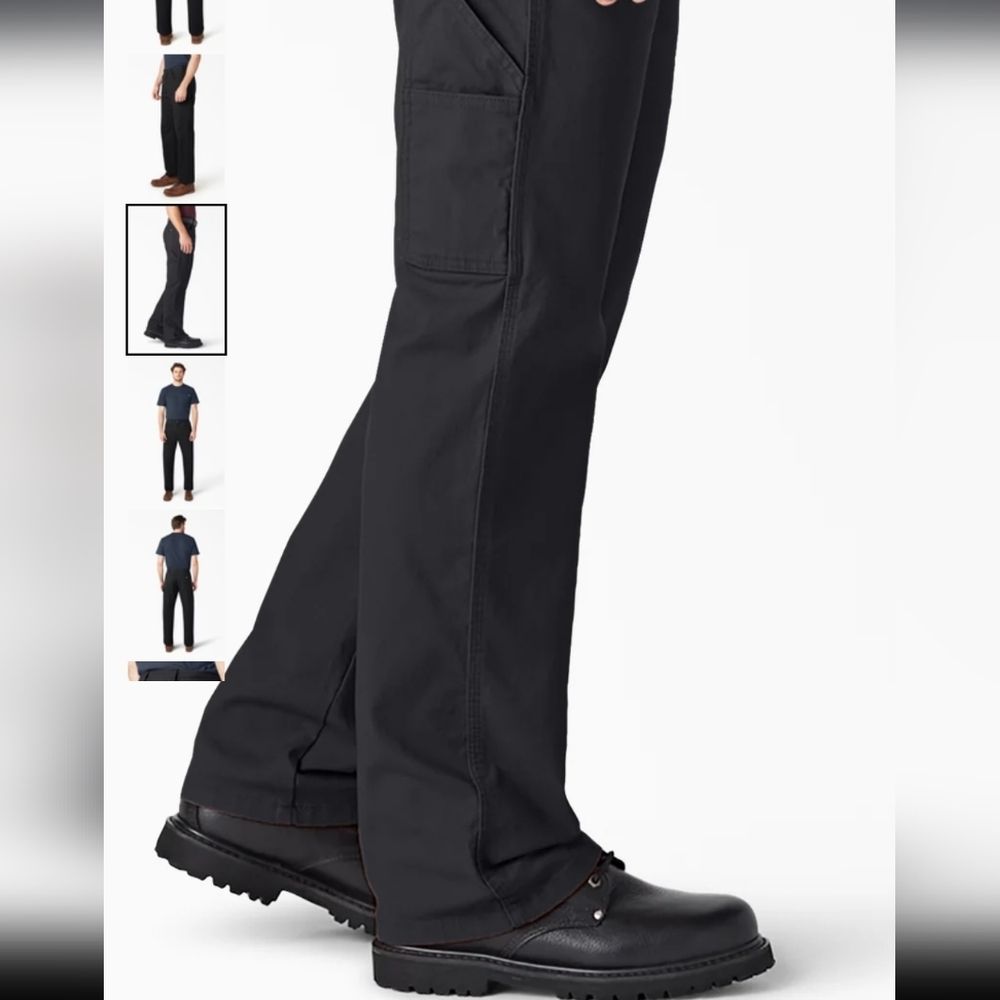 Dickie's Relaxed Fit Heavyweight Duck Carpenter Pants Rinsed Black 34x32 NWT - Picture 7 of 10